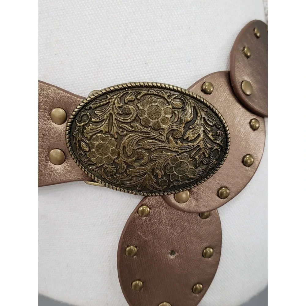 Oval Disc Belt Women Concho Western Boho y2k bohemian festival statement BRASS